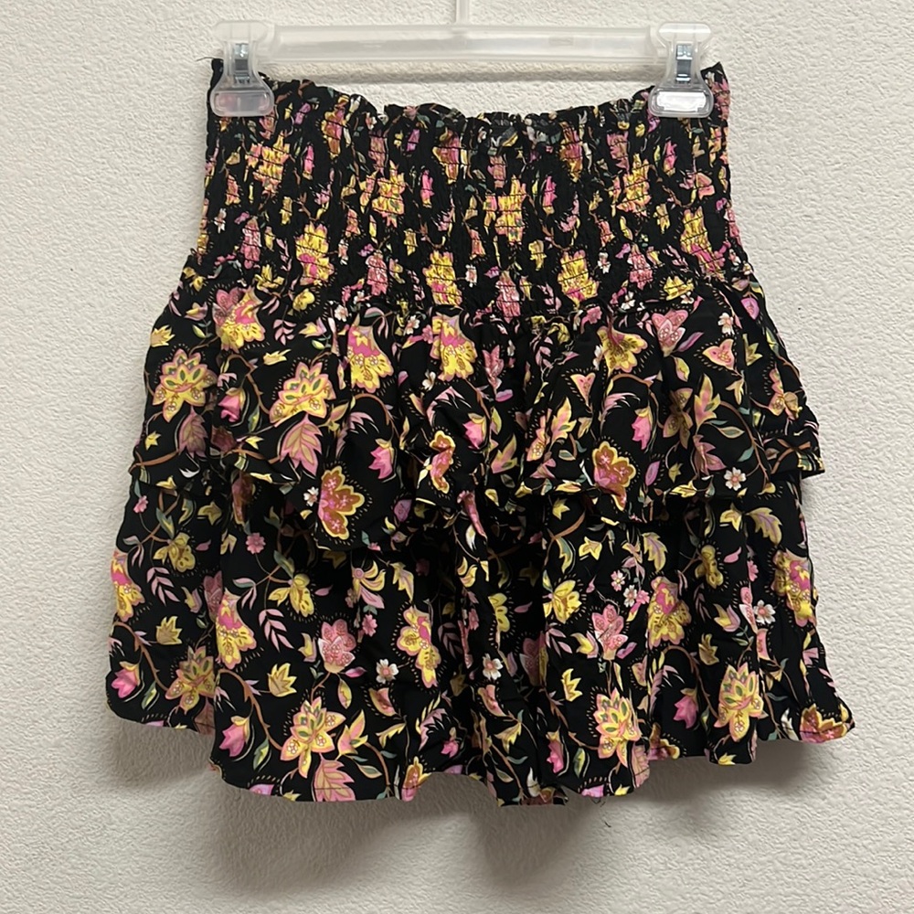 Rachel Zoe FLORAL SMOCKED WAIST TIERED SKIRT S